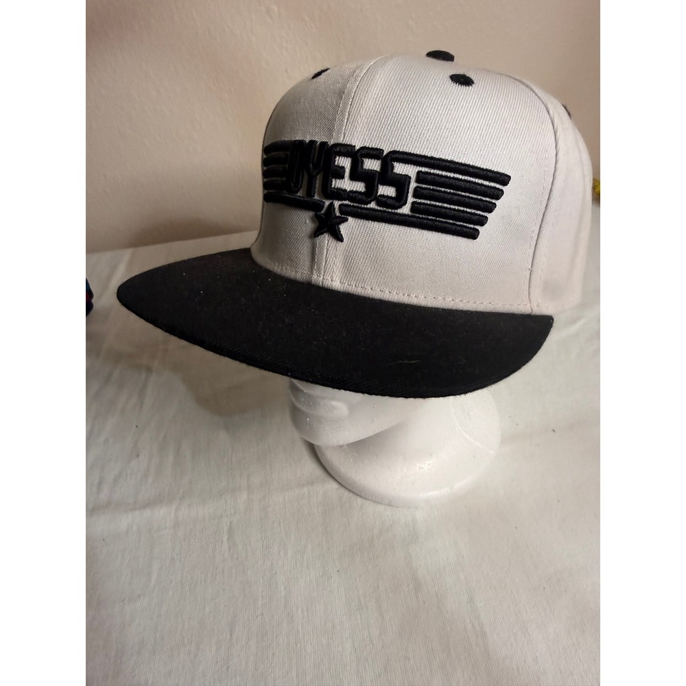 Dyess Air Force Base Snapback Hat White Black‎ Embroidered Wing Logo Flat Brim